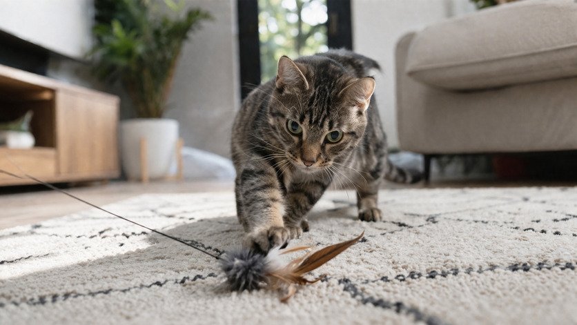 domestic shorthair cat playing