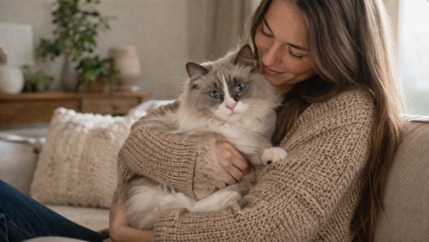 ragdoll cat being held